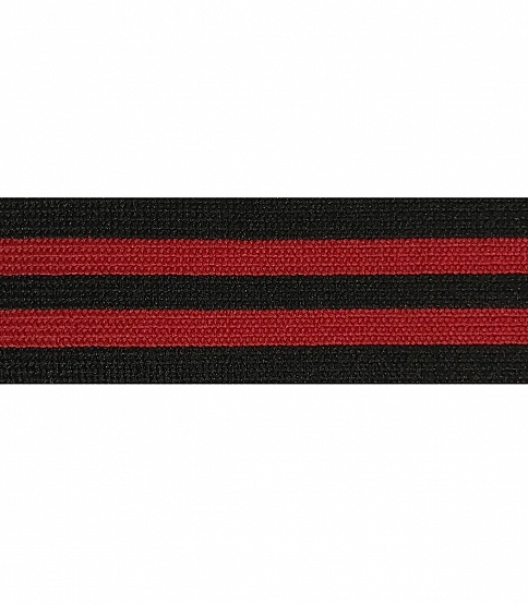 25mm Black & Red Stripped Elastic - Click Image to Close